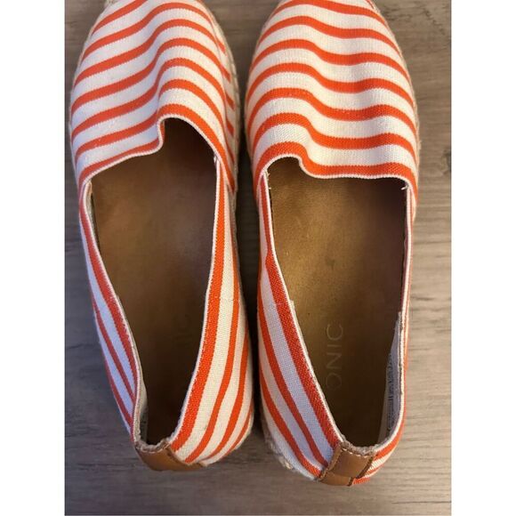 Vionic Valeri Espadrille Flat Shoes Women's 9 Orange White Textile Slip On EUC B - Picture 7 of 8